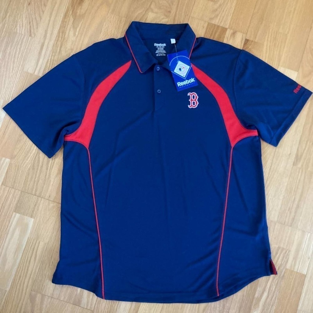 NWT Reebok Boston Red Sox Blue and Red Polo Shirt Size XL